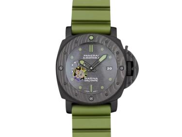 Luminor Submersible 47 Marina Militare Carbotech 'Comsubin' Forged Carbon Case and Bezel, Carbon Dial and OD Green Strap (47mm)