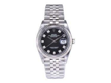 Datejust 36 Stainless Steel on Jubilee with Diamond Black Dial and Fluted Bezel