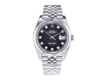 Datejust 41 Stainless Steel on Jubilee with Diamond Black Dial and Fluted Bezel