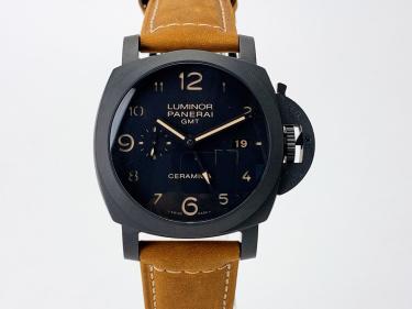Luminor 1950 3 Days GMT Automatic Ceramica with Black Dial and Brown Strap (44mm)