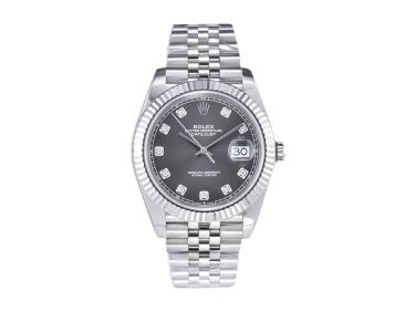 Datejust 41 Stainless Steel on Jubilee with Diamond Rhodium Dial and Fluted Bezel