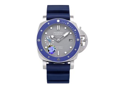 Luminor Submersible 42 3 Days Automatic 'Acciaio' Stainless Steel Case Shark-Grey Dial and Blue Strap (42mm)